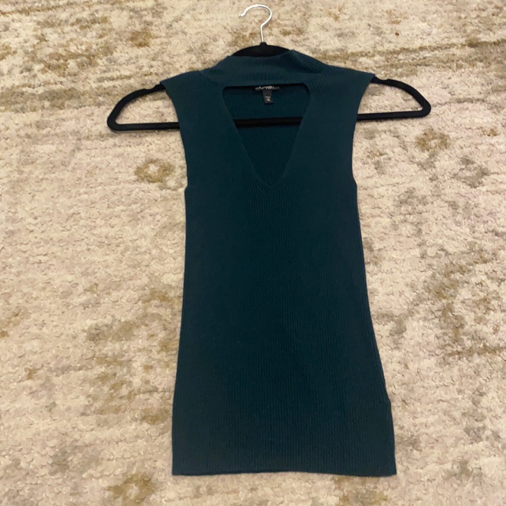 Express Women Dark Green Sweater Tank Xs